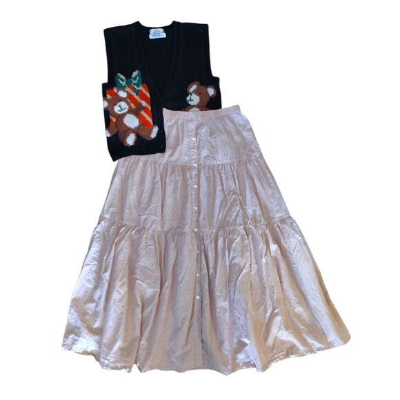 Anthropologie x Frye Elspeth Pink Floral Full Tiered Button Front Maxi Skirt XL - Picture 8 of 15